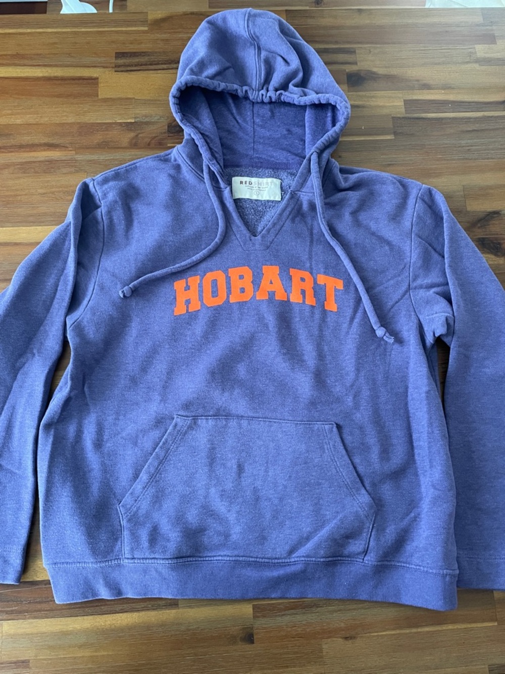 HOBART Purple Hoodie with Orange Lettering size large, women’s